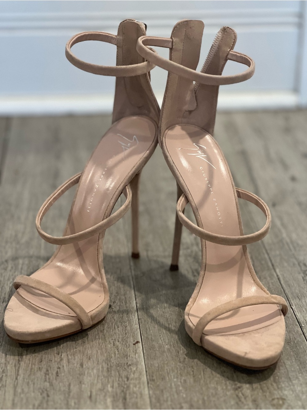 Giuseppe Zanotti Blush Pink Strappy Stiletto Sandals